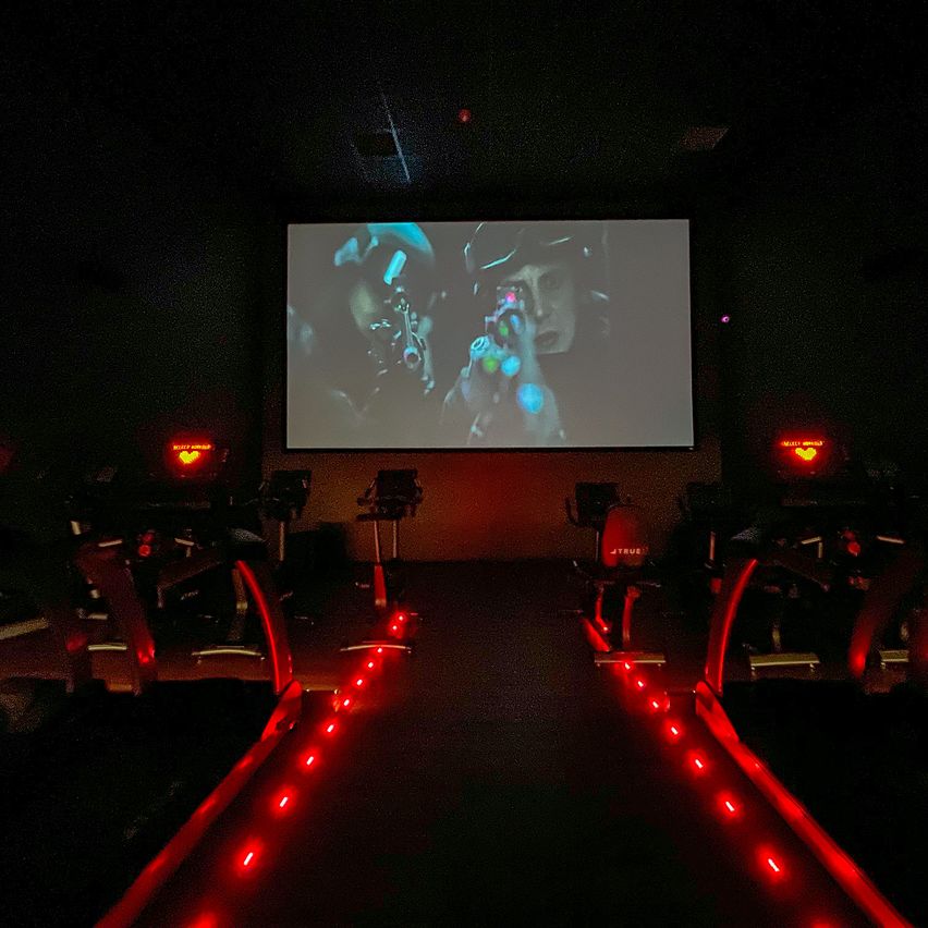 Movie playing inside of Edge Cinema.
